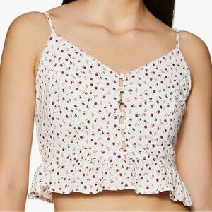 Forever 21 White Cream Ruffled Crop Camisole